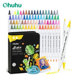 Marcadores de Tinta Acrílica Ohuhu com Ponta Dupla, 72 Cores, Alta Opacidade, Canetas de Tinta à Prova d'Água e Resistentes à Luz para Desenho - Image 1