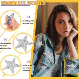 8 pçs ferro em remendos estrela apliques strass adesivo glitter estrela remendos apliques para roupas jeans reparação decoração - Image 3