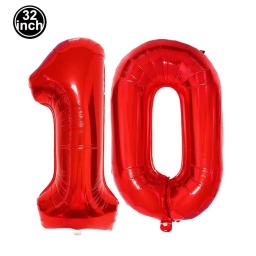 Número 10 balão 10 dígitos balão dez figura azul globo verde 10th aniversário grande vermelho rosa dourado preto colorido 32 polegadas - Image 6