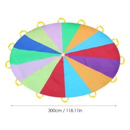 Brinquedos de pára-quedas arco-íris, 2-4m de diâmetro, crianças, trabalho em equipe ao ar livre, adereço, pano durável, relaxante, saco de salto educacional, tapete de jogo de salto - Image 5