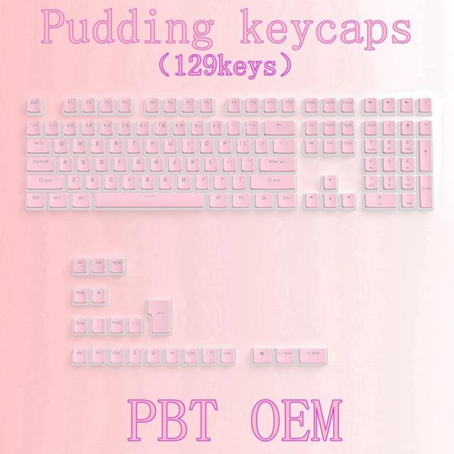 Keycaps de Teclado Mecânico Pudding Transparentes OEM PBT 129 Teclas