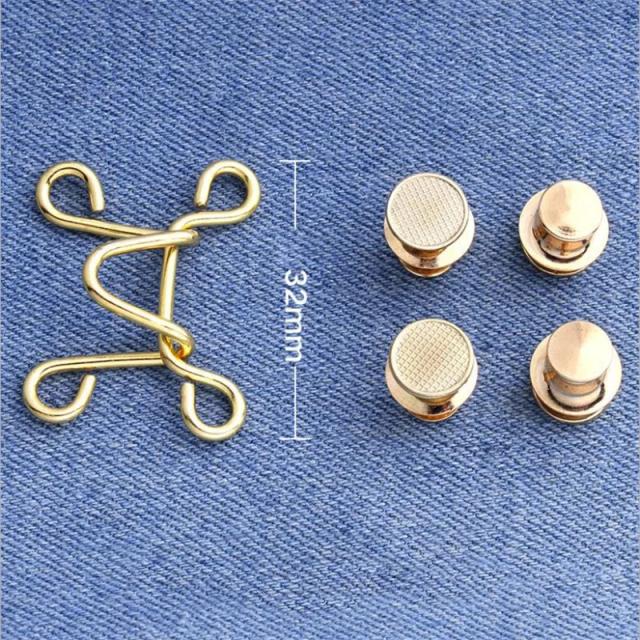 Conjunto de Pinos Botão Jeans Ajustáveis 5 Peças - Metal Destacável