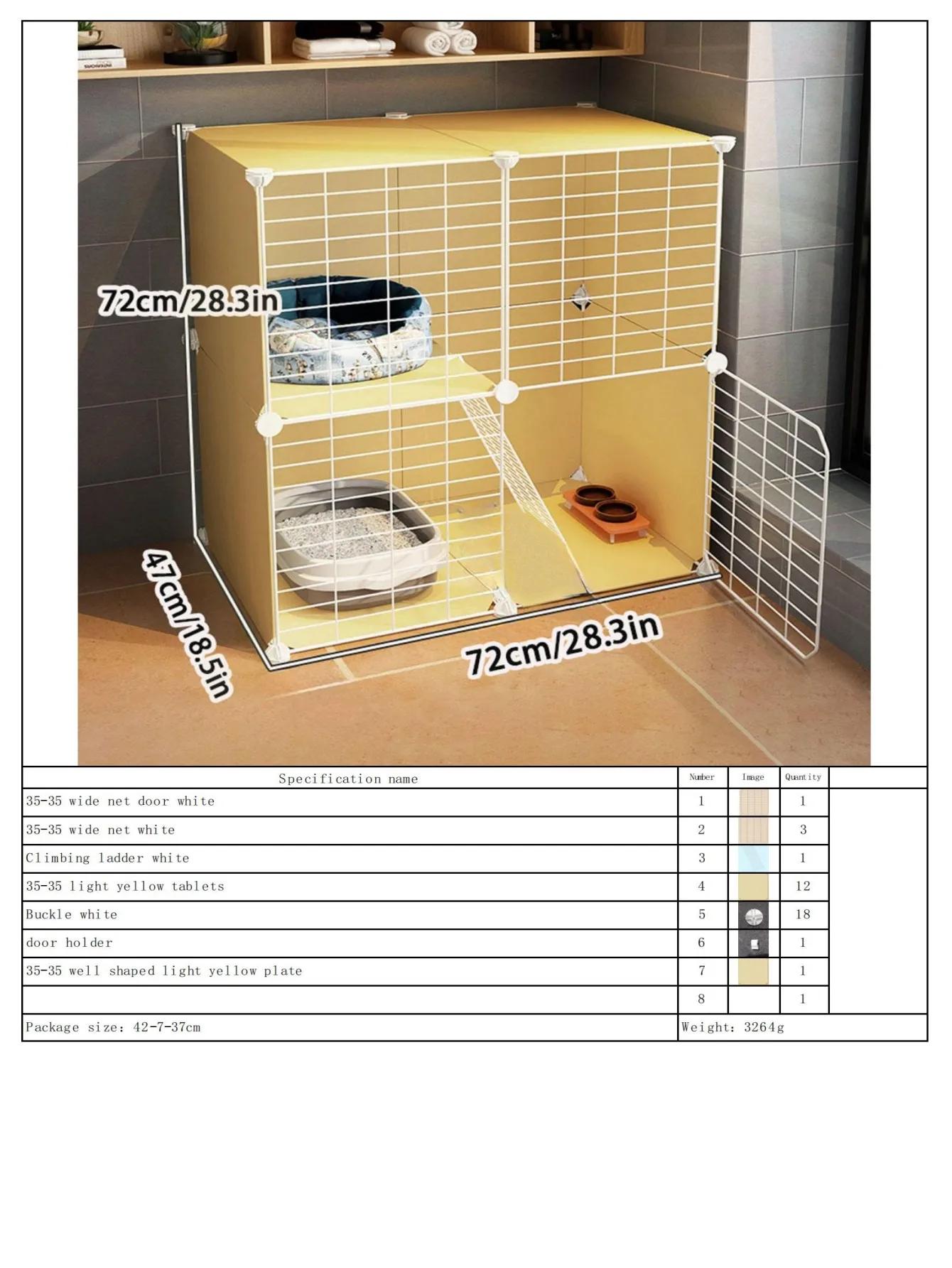Gaiola para Gatos com Espaço Livre, Tamanho Pequeno com Rodas, Armário Amarelo para Gatinhos, Vila para Gatos, Casa Interna para Gatos para Uso Doméstico - Image 1
