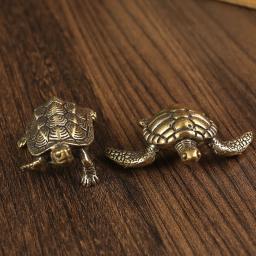 Estátua de tartaruga de cobre puro, estatuetas de tartaruga de latão vintage, ornamento de mesa feng shui, miniaturas, chá antigo, artesanato para animais de estimação, presentes - Image 3