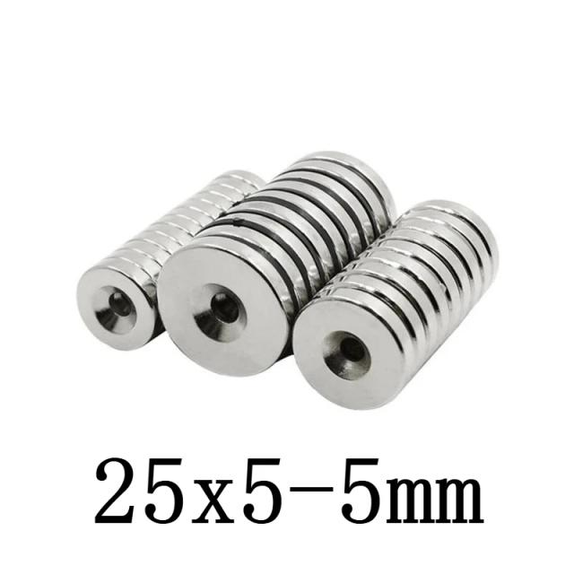 Ímãs Fortes Permanentes de NdFeB 25x5-5 mm, Ímã Magnético de Neodímio Redondo com Furo de 5mm 25*5 mm 25X5-5mm 25*5-5
