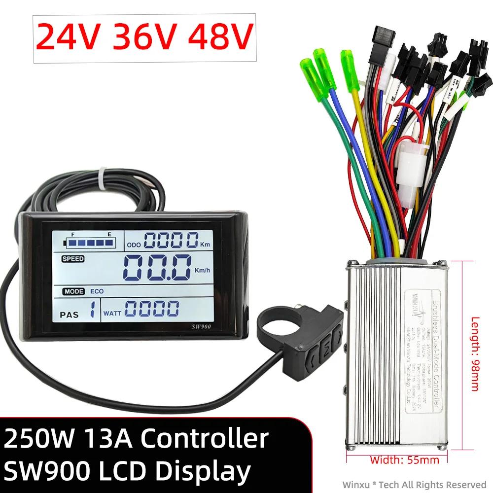 24v 36v 48v 250w 350w 500w e-bike controlador de acionamento de motor sem escova sw900 kit de exibição lcd para scooter de bicicleta elétrica - Image 1