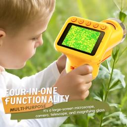 Microscópio Portátil 1600X com Tela de 2 Polegadas, Lente de Ampliação para Crianças, Mini Microscópio Eletrônico com Suporte para Fotos P02 - Image 5