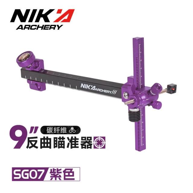 NIKA Mira Arco Recurvo SG07 9 Polegadas Fibra de Carbono CNC Micro Ajustável para Tiro Competitivo