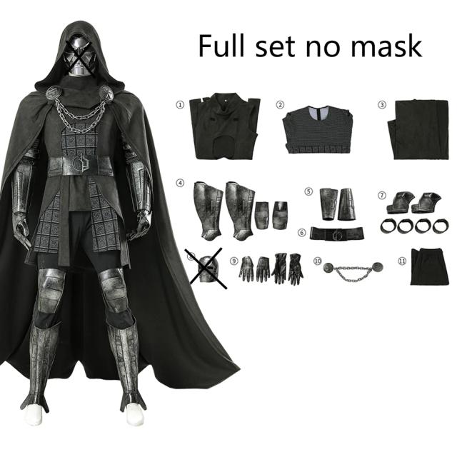 Doutor Destino Traje Cosplay Armadura Capa Máscara Conjunto Masculino Super-Herói Uniforme