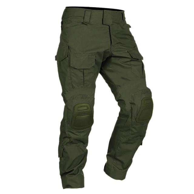 Multicam calças táticas + almofadas calças de combate dos homens trabalho camo caça roupas multi-bolso respirável wear-resistente calças de carga