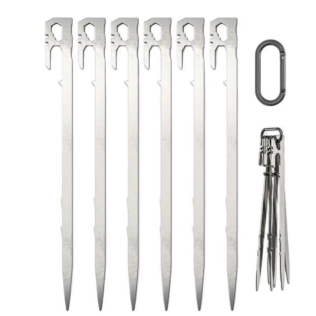 Estacas para Barraca de Camping Aço Inoxidável 28cm 6+1 Peças
