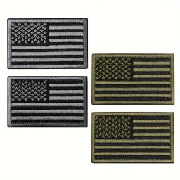 Conjunto de remendo de bandeira dos EUA, 2 peças, preto e verde militar, preto e cinza, bandeira americana, remendos bordados para chapéus, jaquetas, mochilas - Image 1