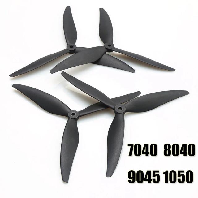 Hélices de Drone RC 7" 8" 9" 10" Fibra de Vidro e Carbono 3 Lâminas (2 Pares)