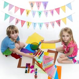 Bandeirinhas Coloridas Arco-Íris de 4M (12-60 Peças) para Decoração Mexicana, Guirlanda de Aniversário Infantil, Banner Escolar - Image 3