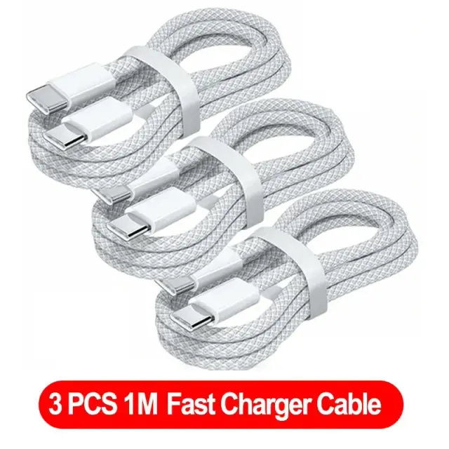 Cabo USB C para USB C 100W Carregamento Rápido para iPhone Samsung Xiaomi Huawei