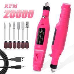 Conjunto de lixadeira elétrica para unhas, equipamento de moagem, fresa para manicure e pedicure, ferramentas de polimento fortes - Image 1