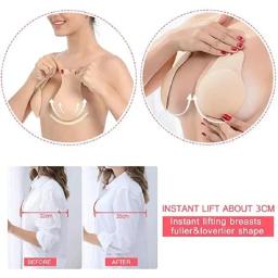 Mulheres push up sutiãs auto adesivo silicone sem alças sutiã invisível reutilizável pegajoso fita de levantamento de peito coelho mamilo capa sutiã almofadas - Image 3