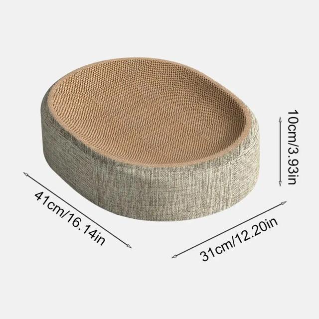 Cama e Arranhador Oval 2 em 1 para Gatos de Sisal Resistente 41x31x10cm
