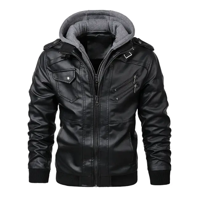 Kb Jaqueta de Couro Masculino Casual Motocicleta PU Casaco Outono