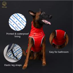 Capa de chuva impermeável para cães com tiras refletivas e capuz ajustável - vermelho, amarelo, azul marinho - Image 2