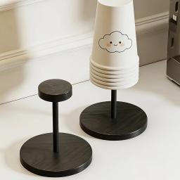 Suporte de Copos de Papel Descartáveis em Madeira Cor Noz, Ideal para Cantinhos de Café Domésticos, Cozinhas e Pequenos Balcões de Bar - Image 3