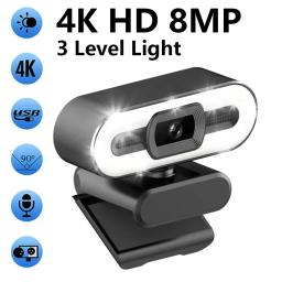 Portátil Full HD 1080P 2K 4K Webcam PC Laptop Auto Focus Webcam Transmissão ao vivo Flexível com microfone Transmissão ao vivo com luz - Image 1