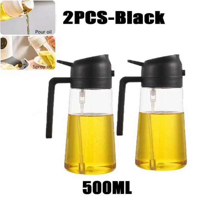 Garrafa de Spray de Azeite 2 em 1 500ml - Ferramenta de Cozinha para Churrasco e Assar
