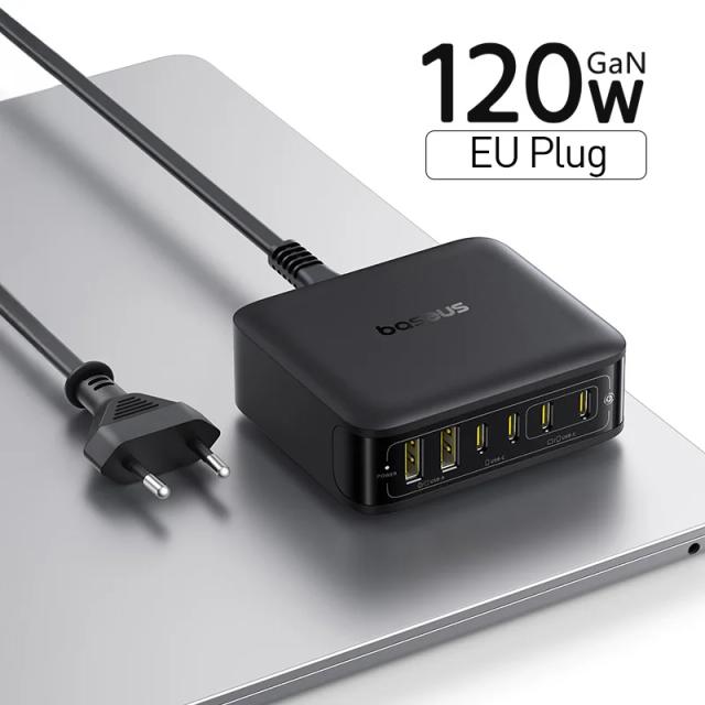 Baseus Carregador de Mesa 120W 6 em 1 Carregamento Rápido GAN