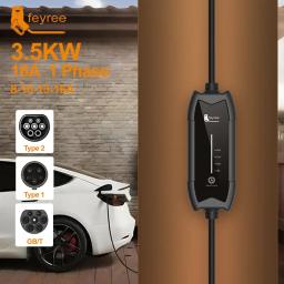 Carregador EV Feyree Tipo 2 16A 3.5KW 1 Fase GB/T / Tipo 1 com Corrente Ajustável, Cabo de 3.5m, Caixa de Carregamento Portátil para Veículos Elétricos - Image 1
