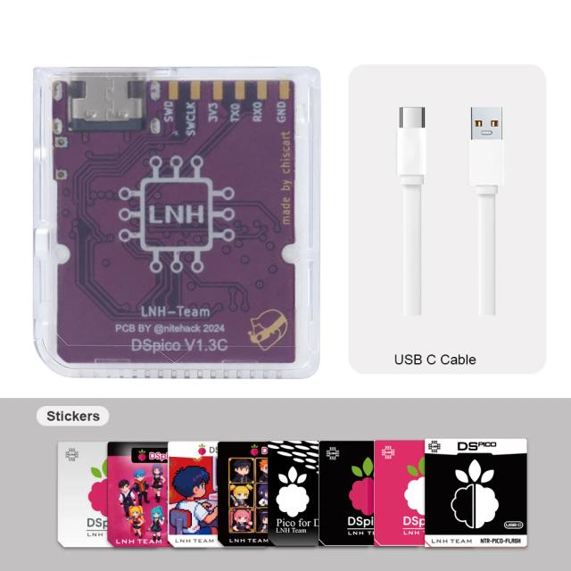 Chiscart DSpico USB C Cartucho de Jogo para Consoles NDS NDSL DSi 3DS