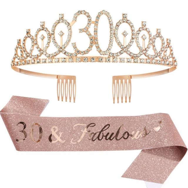 Tiara e Faixa de Aniversário para Adultos Lembrança Doce para Festas