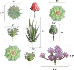 Suculentas artificiais para decoração doméstica, Pequenas plantas suculentas, Interior em tipos diferentes, 9 pcs - Image 5