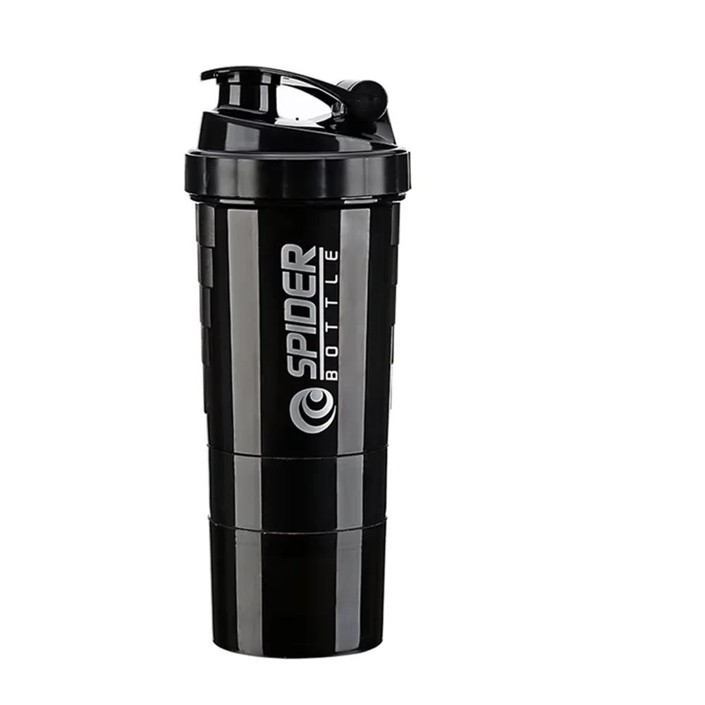 Garrafa De Proteína De 3 Camadas Shaker Powder Shake Cup Garrafa De Água Copo De Mistura De Plástico Body Building Exercício Garrafa - Image 1