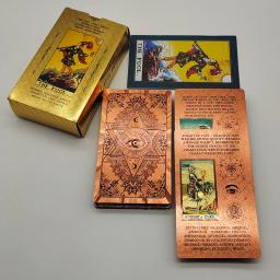 Baralho de tarô de folha de ouro de luxo digno de custo com belo pacote de plástico jogo de tabuleiro de cartas oracle para iniciantes - Image 5