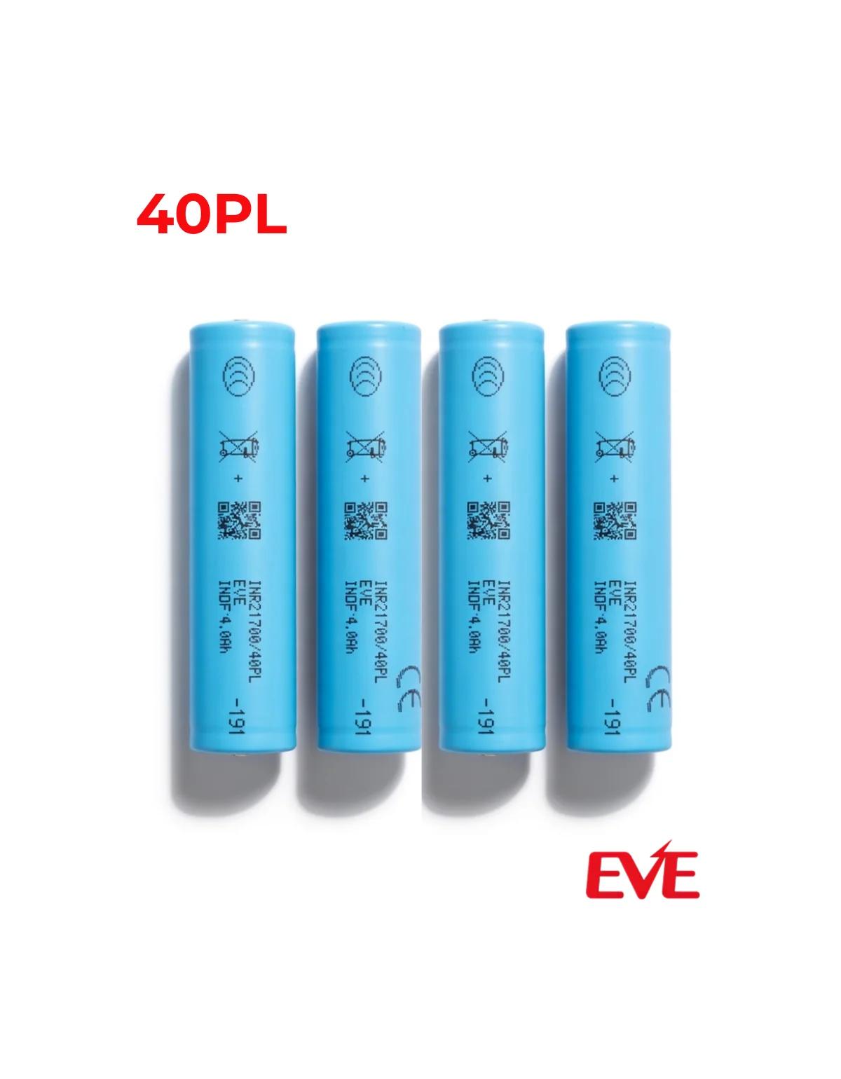 Kit 4 Baterias Li-Ion 21700 3,6V 4000mAh Recarregável EVE 40PL - Image 1