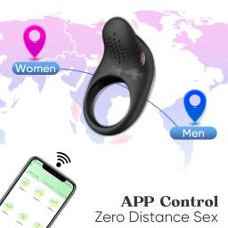 Anel Vibratório Controlado por APP para Homens, Anel Peniano para Atraso na Ejaculação, Cage de Castidade, Estimulador Clitoriano, Brinquedo Sexual para Casais - Image 2