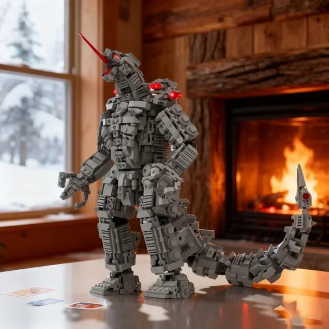MOC Mechagodzilla Modelo Blocos de Montar Arquitetônicos 1721 Peças
