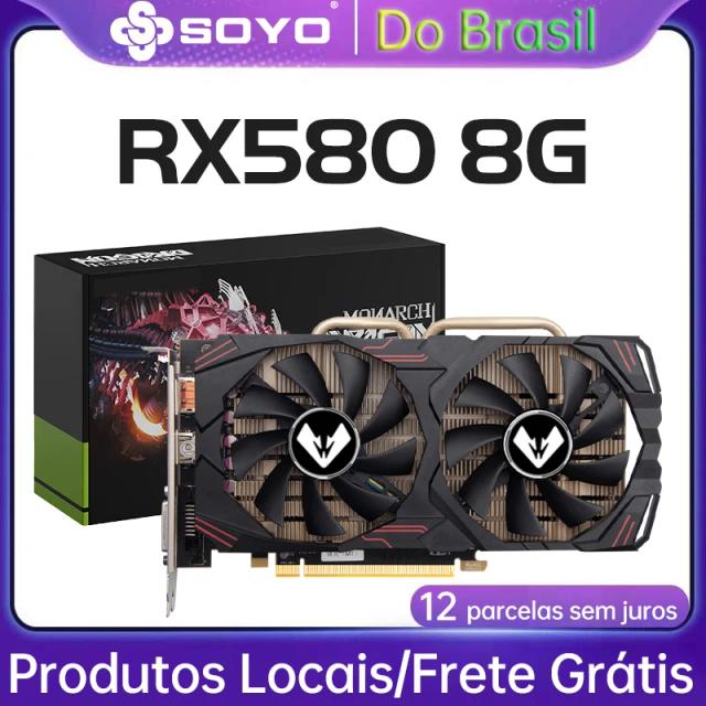 MAXSUN AMD Radeon RX580 8GB GDDR5 256-bit Placa de Vídeo para Jogos PCIEx16 3.0 HDMI
