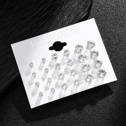 Novo 12 par/pacote branco brilhante brincos de casamento conjunto para mulheres homens jóias de cristal acessórios oorbellen jóias brincos - Image 5