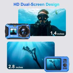Câmera Subaquática 4K à Prova d'Água até 33FT para Snorkeling, Câmera Compacta com Dupla Tela, à Prova de Poeira, Flutuante, Autofoco, Câmera Digital de 64MP - Image 5