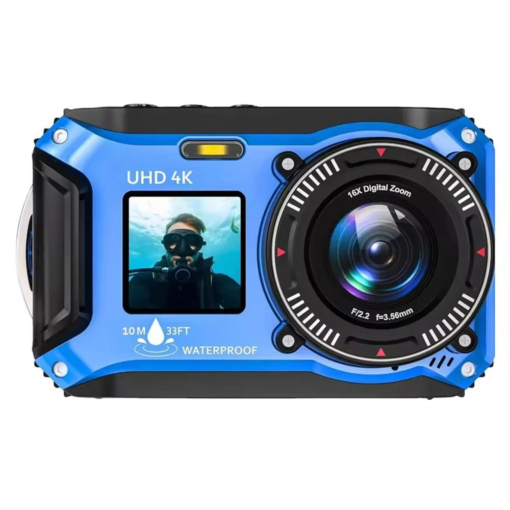 Câmera Subaquática 4K à Prova d'Água até 33FT para Snorkeling, Câmera Compacta com Dupla Tela, à Prova de Poeira, Flutuante, Autofoco, Câmera Digital de 64MP - Image 1