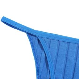 Conjunto de 2 peças: calcinhas de biquíni de algodão canelado para mulher, com corte alto, estilo «cheeky», cintura baixa, tecido respirável e macio, roupa interior lisa. - Image 6