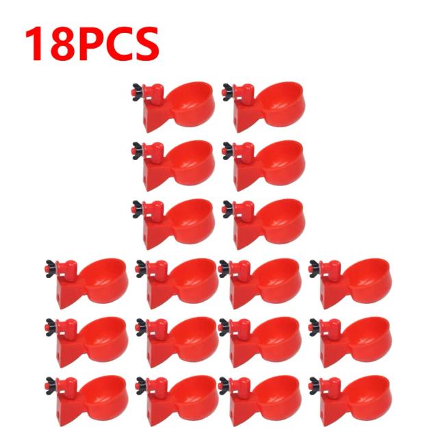 Bebedouro Automático para Aves Plástico Vermelho 6 Peças
