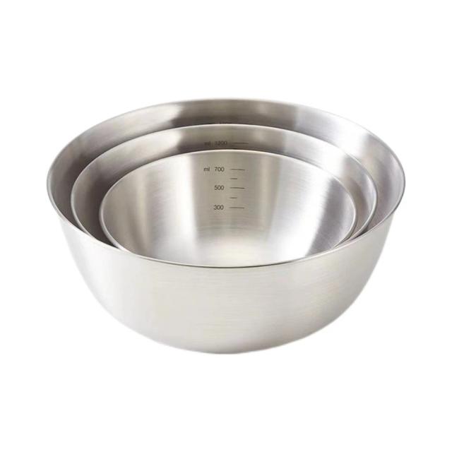 Conjunto 3 Tigelas Aço Inox com Escala para Cozinha e Confeitaria