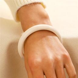 Pulseira de Jade Imitação para Mulheres, Semi-Transparente, Multicolorida, Redonda, Retro, Acrílica, Personalidade, Boudoir, Pulseira de Jade, Jóias da Moda - Image 3