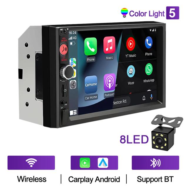 Xima Rádio Automotivo 7 Polegadas IPS Carplay Android Auto 2 Din