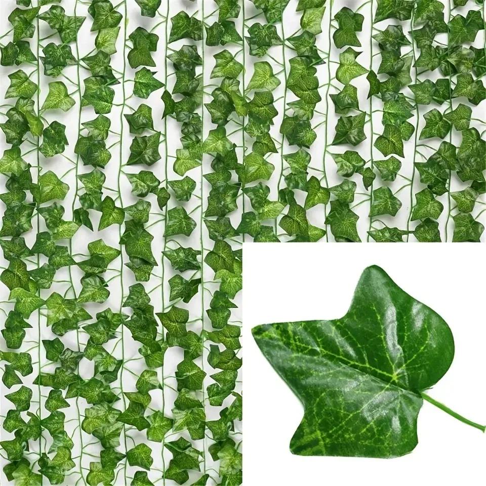 Guirlanda de Folhas de Hera Verde Artificial 4/10M, Planta Falsa Pendente para Decoração de Parede de Jardim, Casamento, Festa e Casa - Image 1