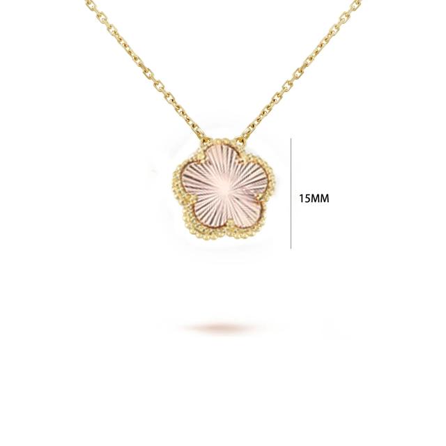 Conjunto de Joias Flor de Cinco Folhas 15mm Pedra Natural Dourada - Mimilon
