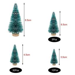 50 pçs árvore de natal artificial em miniatura pequena neve geada árvores pinheiros natal diy decoração artesanato - Image 2