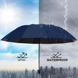 130cm Extra grande triplo dobrável chuva e guarda-chuva Proteção eficaz contra chuva Resistência ao vento eficaz Resistência UV - Image 2